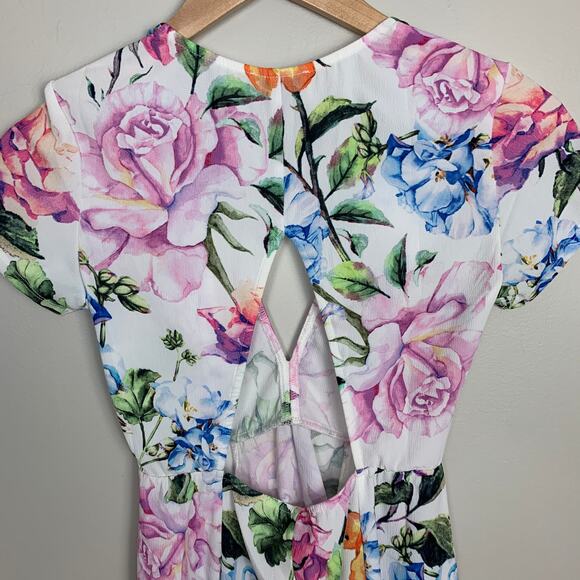 Show Me Your Mumu Ibiza Floral Swing Mini Dress XS Extra Small Open Back - Picture 8 of 11